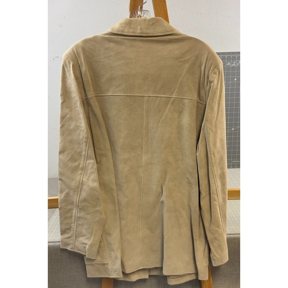 Dialogue Women's M Washable Beige Leather Blazer Jacket Genuine Suede NWT - Picture 3 of 7